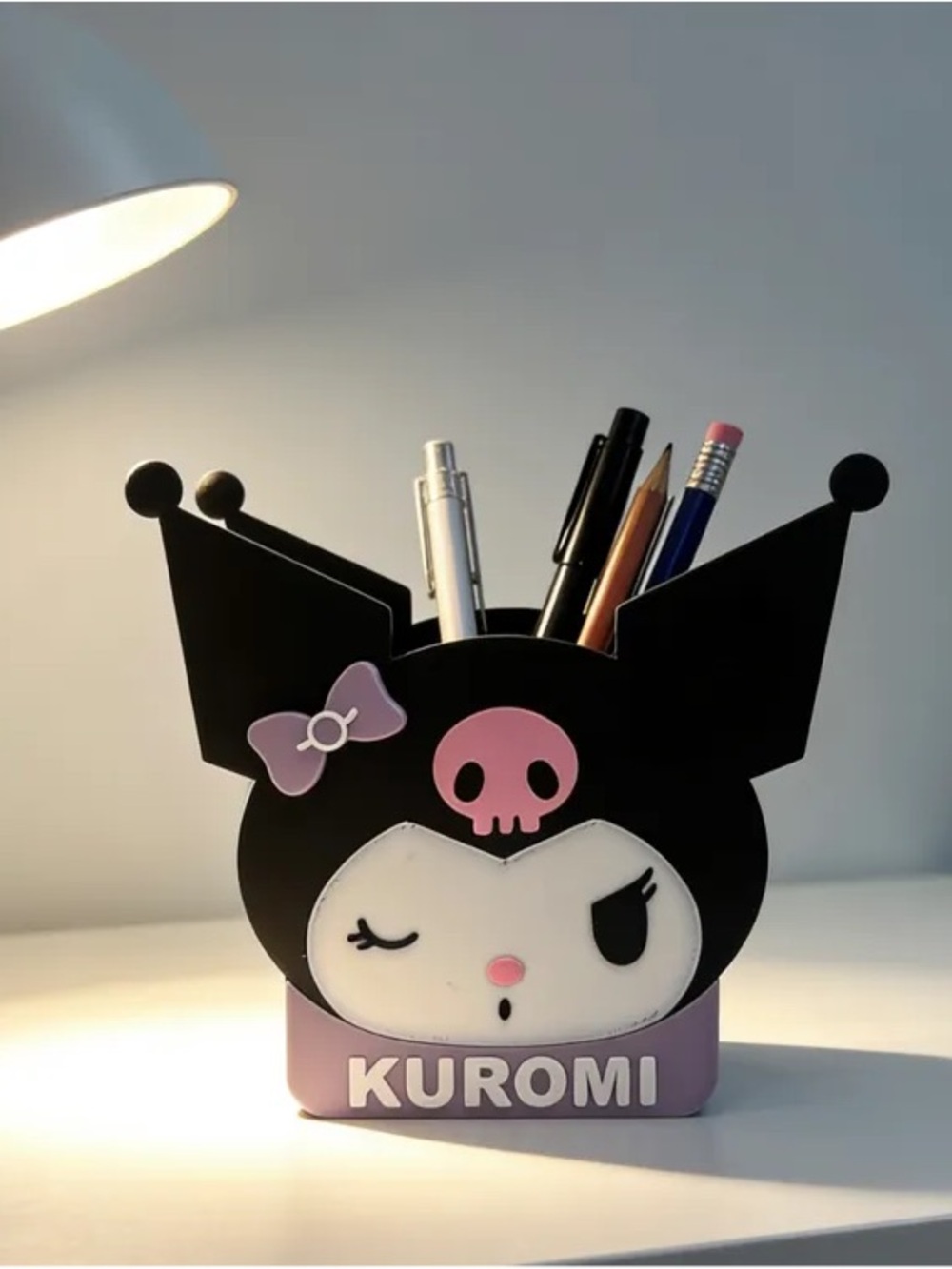 Kuromi Black & Purple Pencil Holder - Cute Kids Desk Organizer